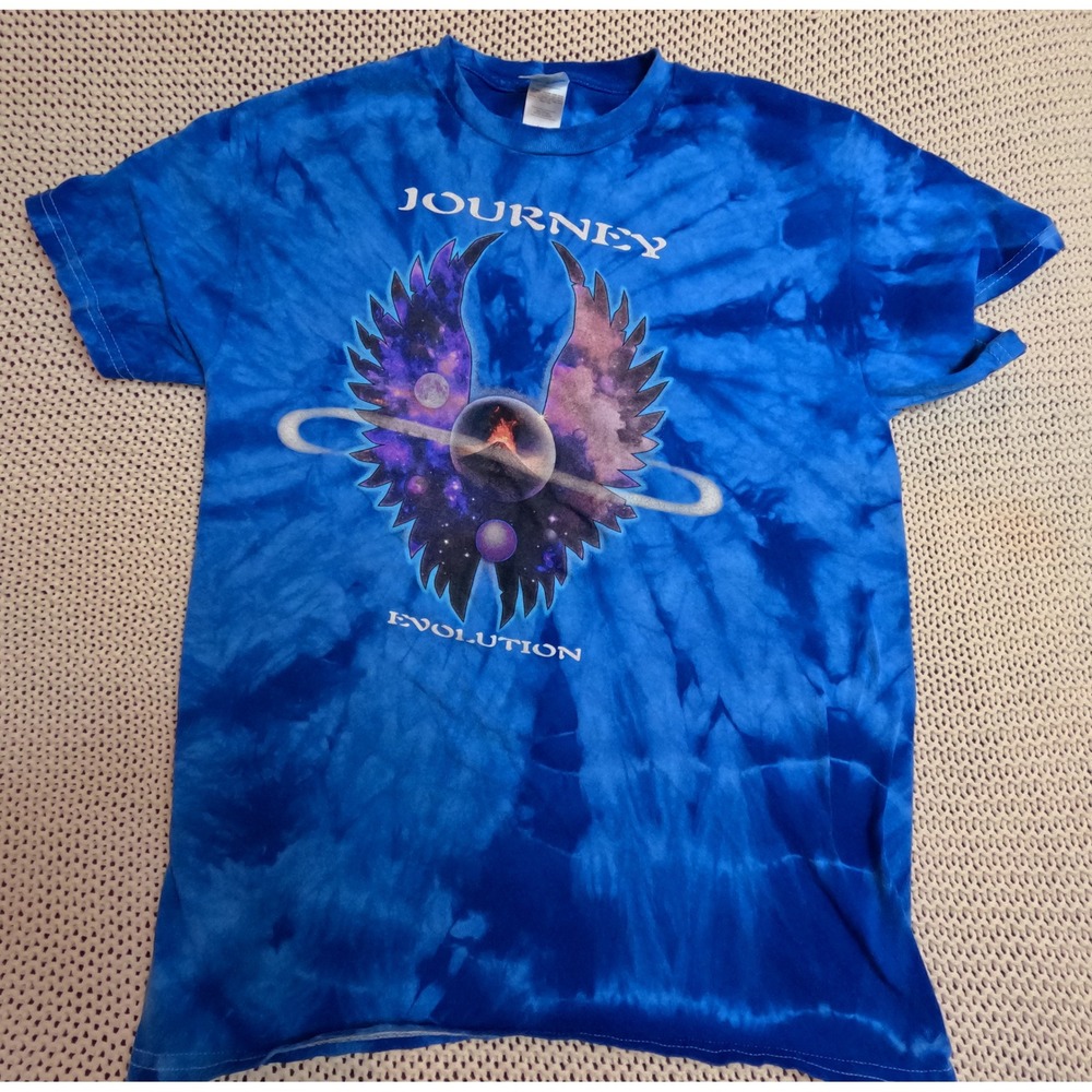 Colortone Journey Evolution Tie Dye Graphic T-Shirt Mens Medium Blue Rock Band
